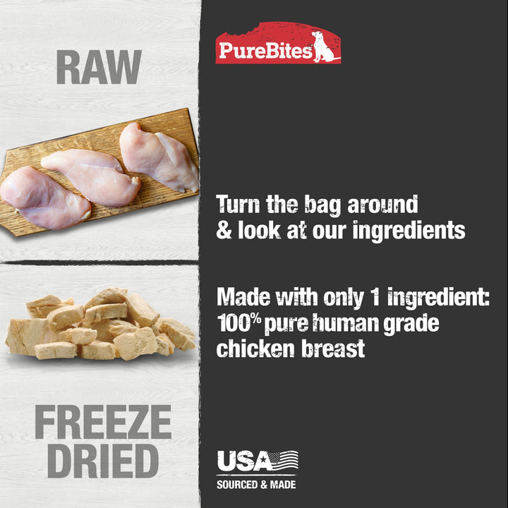 PureBites Chicken Single Ingredient Freeze Dried Dog Treats, 3 oz
