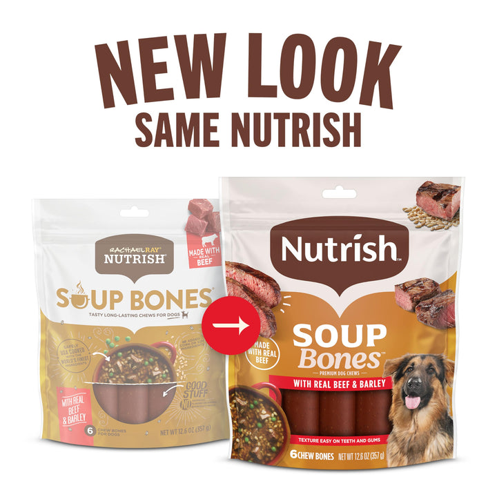 Rachael Ray Nutrish Soup Bones Dog Treats, Real Beef &amp; Barley Flavor, 3 Bones, 6.3 Ounces