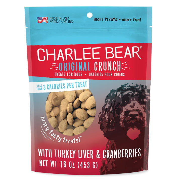 Charlee Bear Original Dog Training Treats, Turkey Liver &amp; Cranberry, 16 oz
