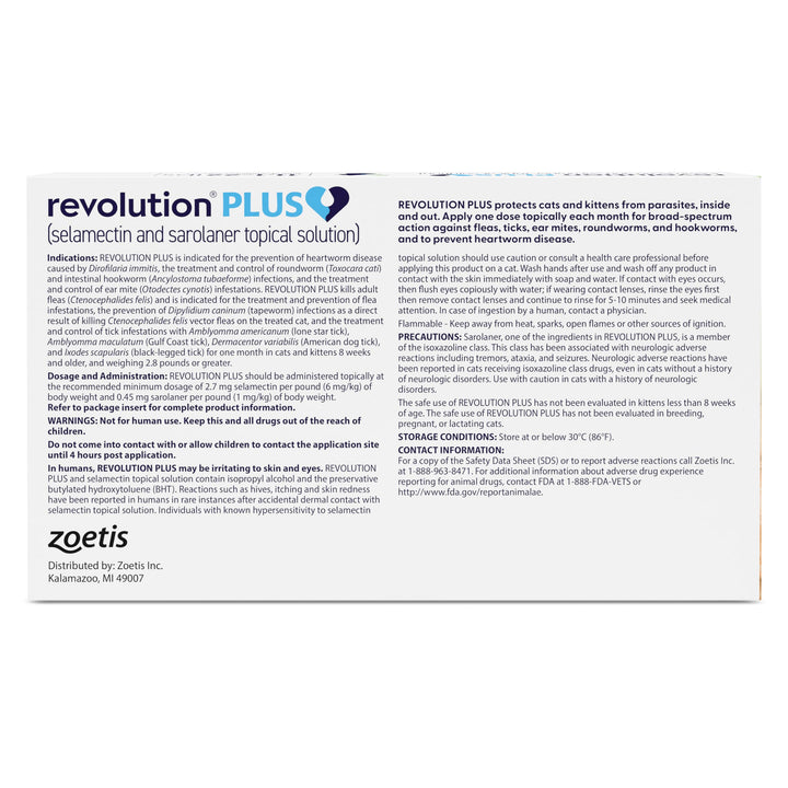 Revolution Plus Topical Solution for Cats, 11.1-22 lbs, 6-Month Supply