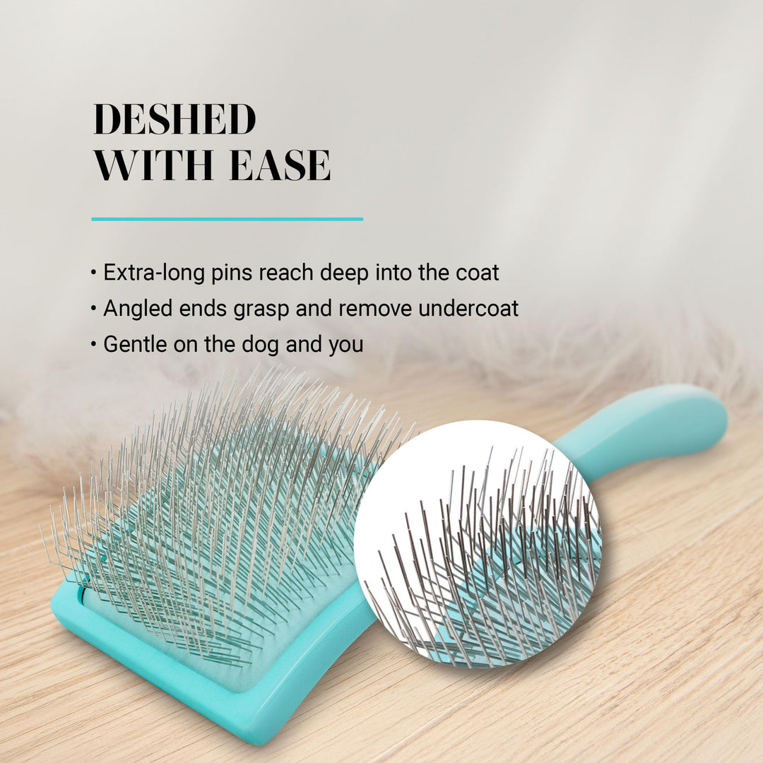Chris Christensen Big G Dog Slicker Brush for Dogs (Goldendoodles, Labradoodles, Poodles), Groom Like a Professional, Fluff Detangle Style, Saves Time Energy, Teal, Medium
