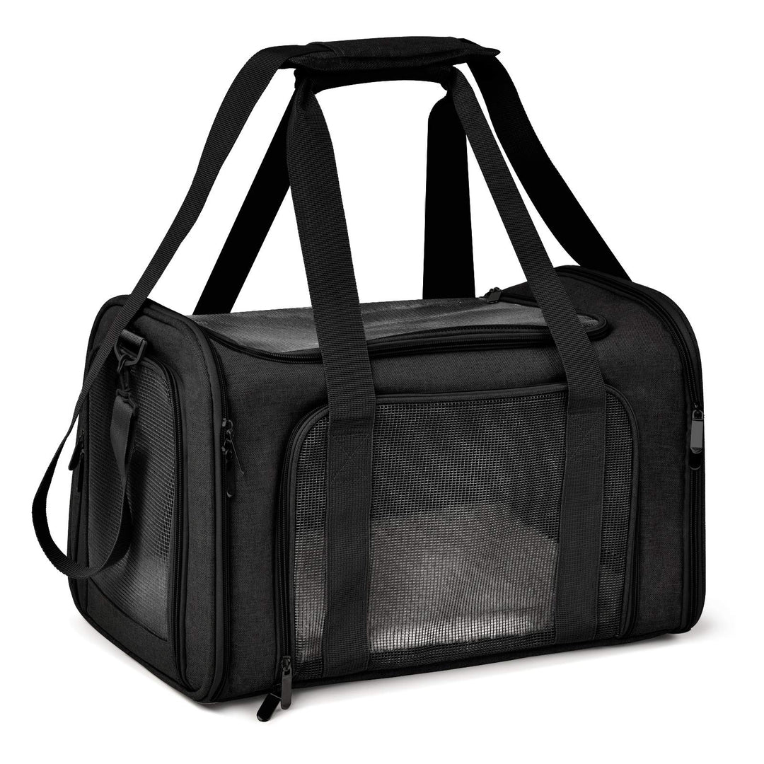 Henkelion Cat Carriers Dog Carrier Pet Carrier for Small / Medium Cats Dogs Puppies (Up To 15lbs), TSA Airline Approved Small Dog Carrier Soft Sided, Collapsible Waterproof Travel Puppy Carrier -Black