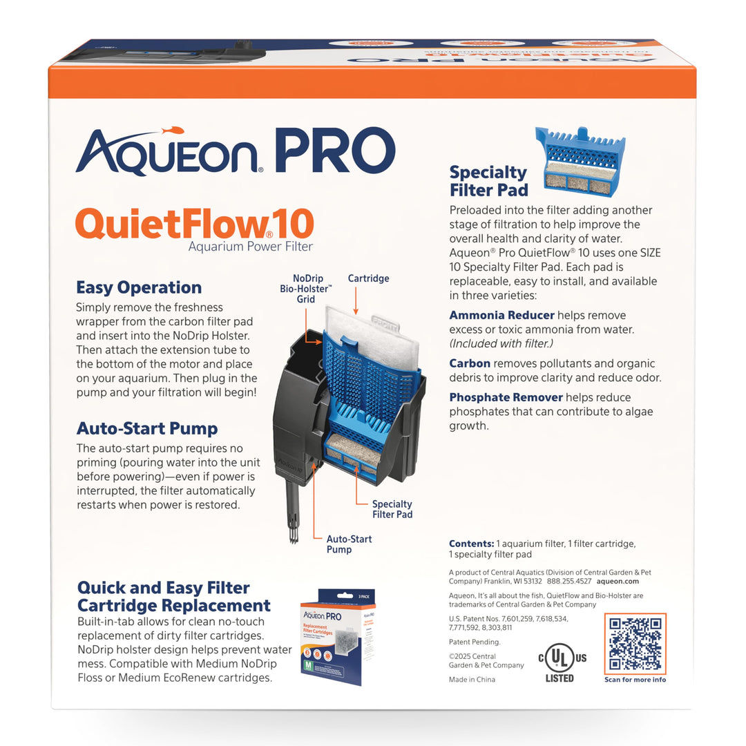 Aqueon QuietFlow 10 LED PRO Aquarium Fish Tank Power Filter For Up to 20 Gallon Aquariums