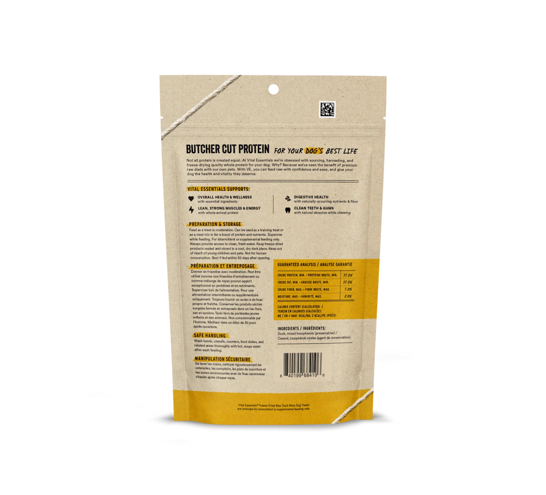 Vital Essentials Dog Freeze-Dried Treat Bites Duck 5.5oz.