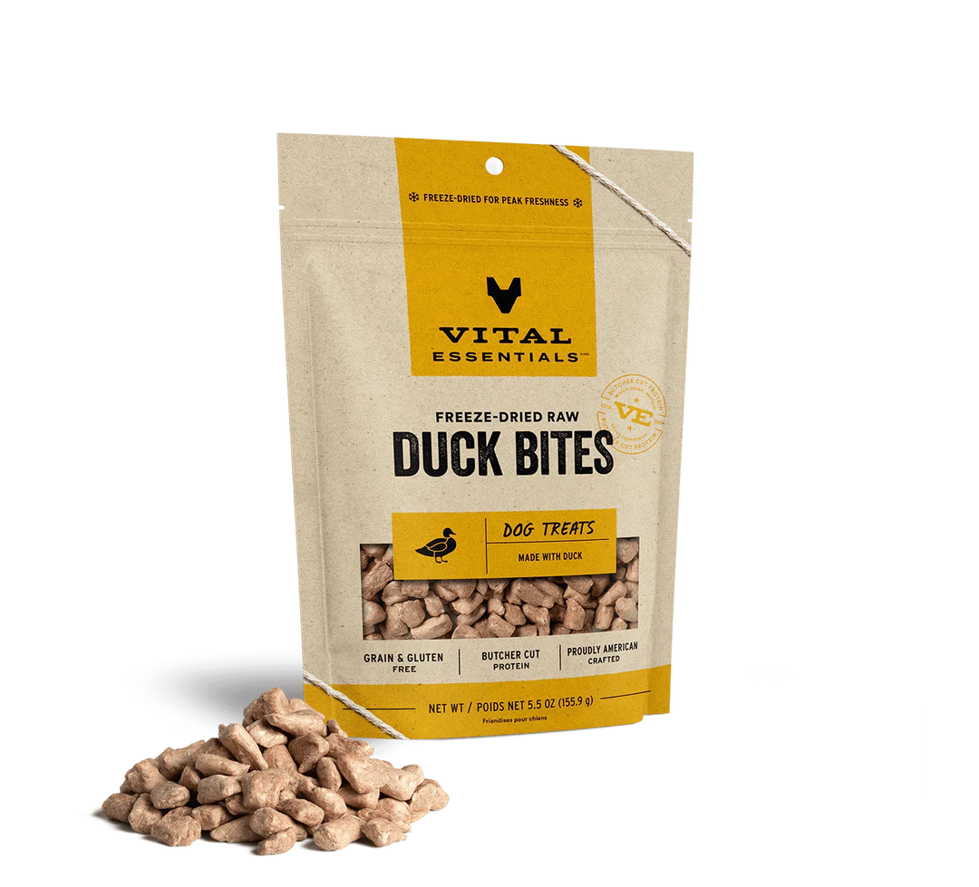 Vital Essentials Dog Freeze-Dried Treat Bites Duck 5.5oz.