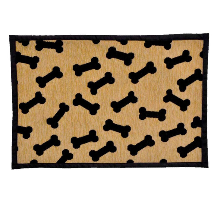 Loving Pets Fashion Dog Mat Dancing Bone Tan, Black, 1ea