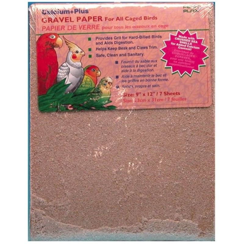 Penn Plax Calcium Plus Gravel Paper for Caged Birds - 9in. x 12in. - 7 Pack-