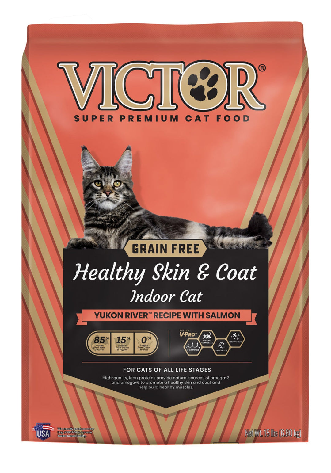 Victor Super Premium Dog Food Healthy Skin & Coat Indoor Dry Cat Food Yukon River w/Salmon 15lb