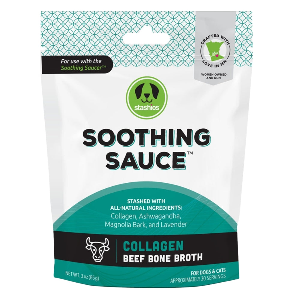 Stashios Soothing Sauce Bulk Collagen Beef 3oz.  3 packs