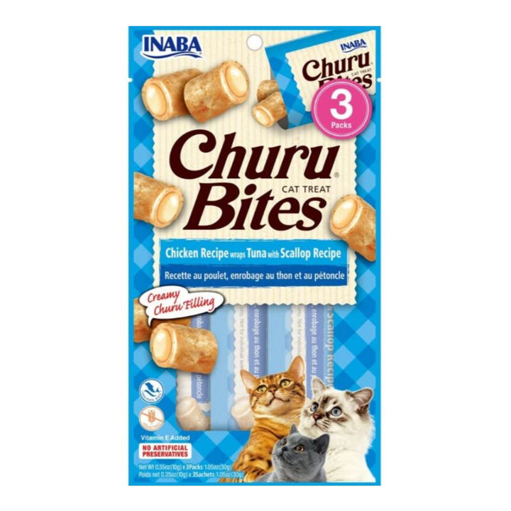 Inaba Churu Bites Cat Treats Tuna/Scallop .35oz. 3 Pk (Case of 6)