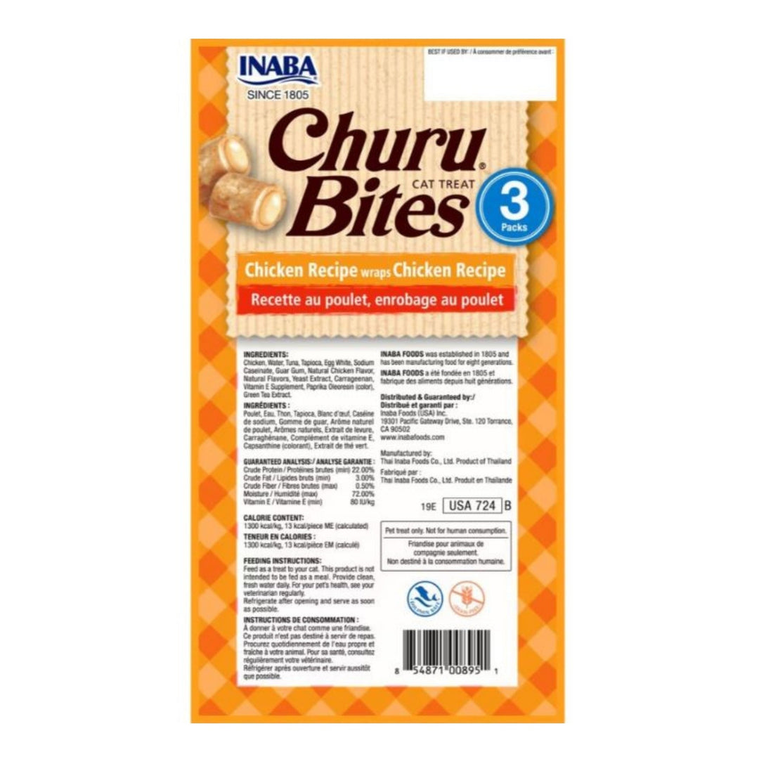 Inaba Churu Bites Cat Treats Chicken .35oz. 3 Pk (Case of 6)
