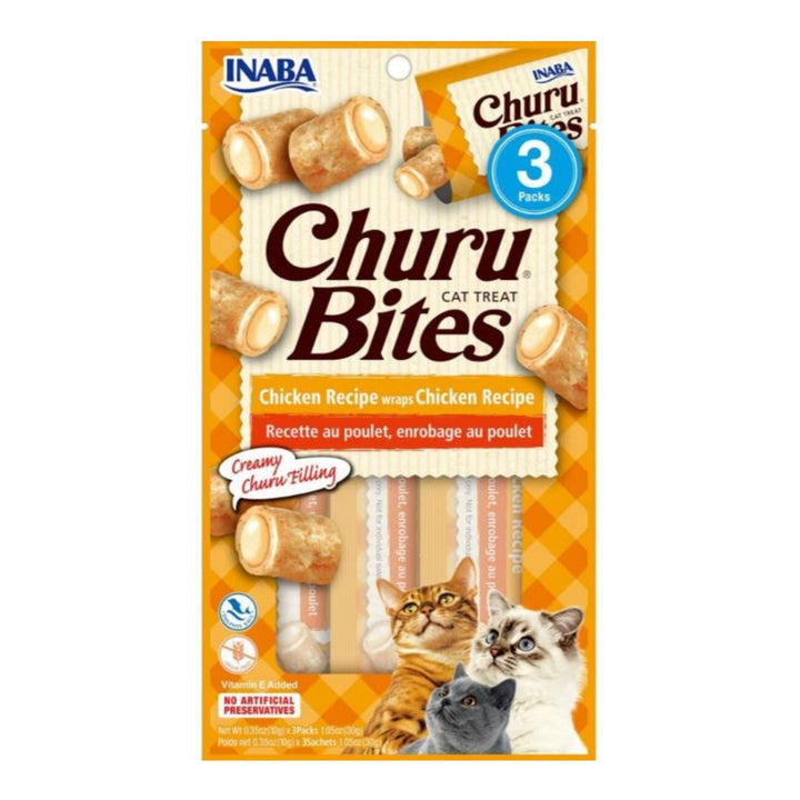 Inaba Churu Bites Cat Treats Chicken .35oz. 3 Pk (Case of 6)