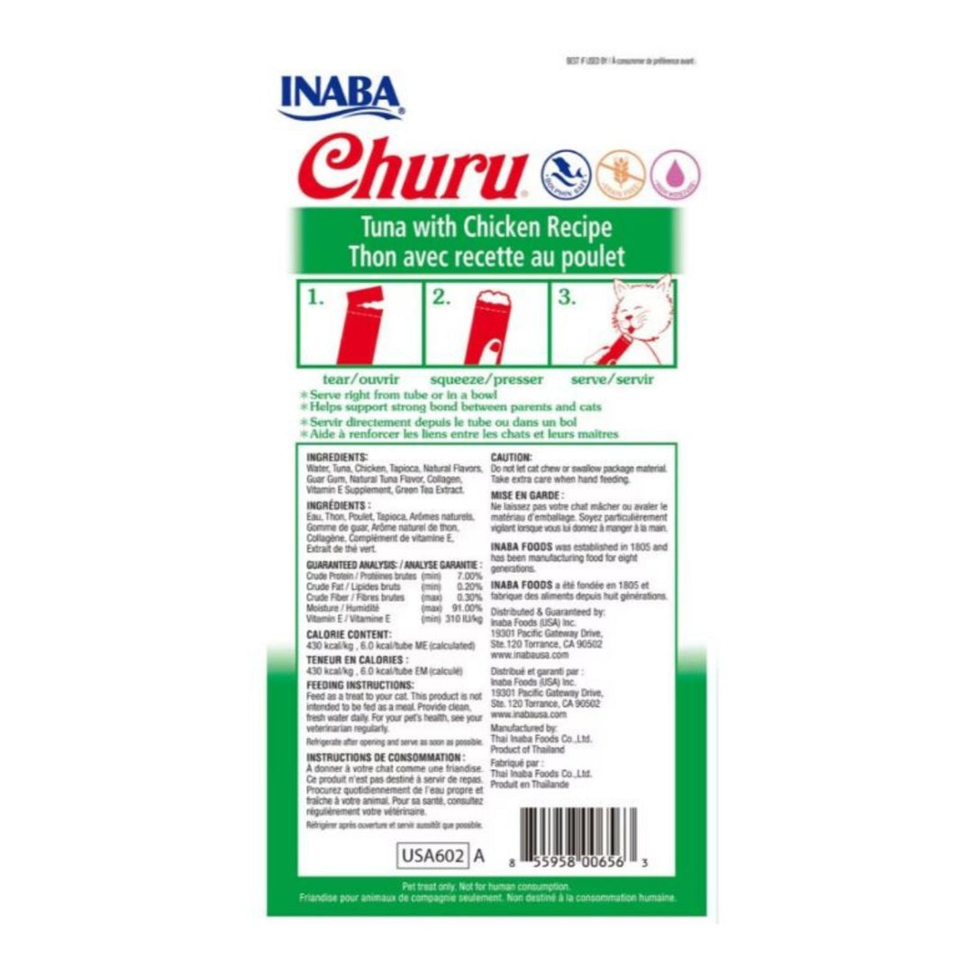 Inaba Churu Puree Cat Treats Tuna/Chicken .5oz. 4 Pk (Case of 6)