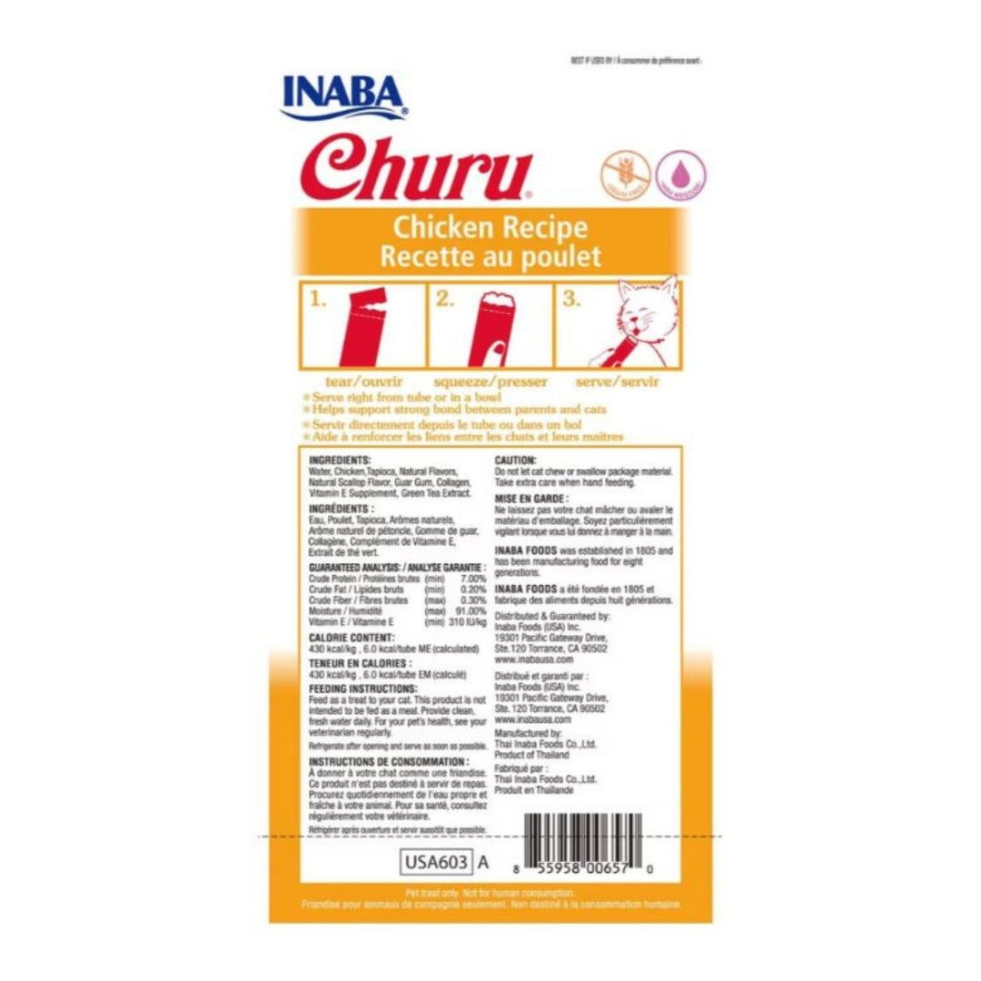 Inaba Churu Puree Cat Treats Chicken .5oz. 4 Pk (Case of 6)