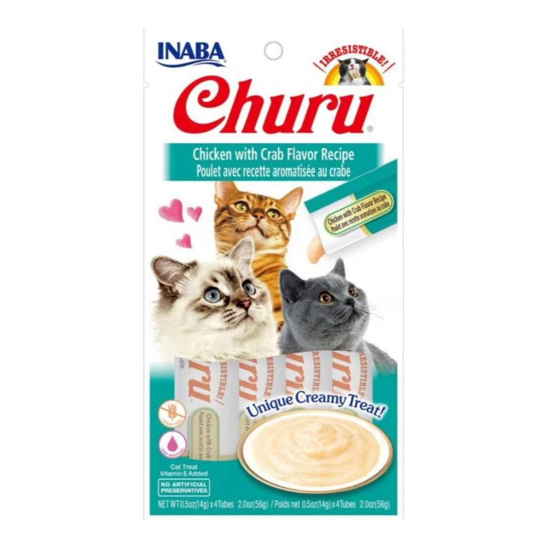 Inaba Churu Puree Cat Treats Chicken/Crab.5oz. 4 Pk (Case of 6)