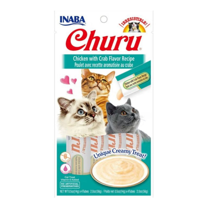 Inaba Churu Puree Cat Treats Chicken/Crab.5oz. 4 Pk (Case of 6)