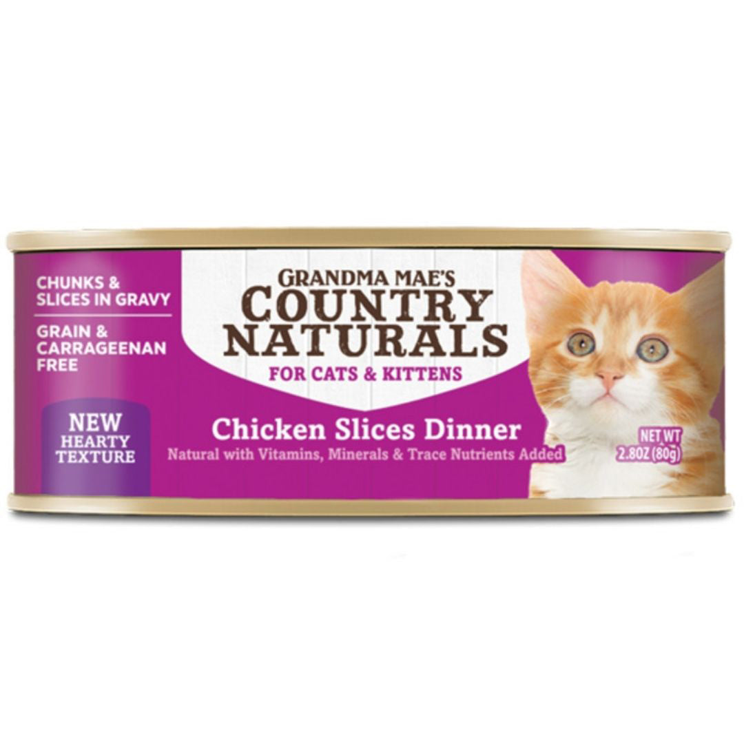 Grandma Mae's Country Naturals Slices in Gravy Dinner Canned Cat Food Chicken Slices 2.8oz