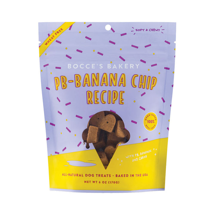 Bocces Dog Soft Chew Peanut Butter Banana Chip 6oz.  (3pack)