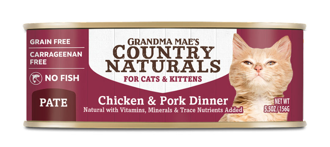 Grandma Mae's Country Naturals Grain Free Wet Cat Food Pork & Chicken 5.5oz 24pk