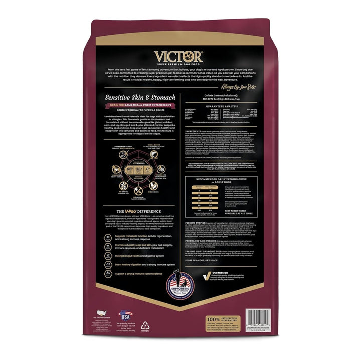 Victor Super Premium Dog Food Sensitive Skin & Stomach Grain Free Lamb & Sweet Potato, 1ea/15 lb