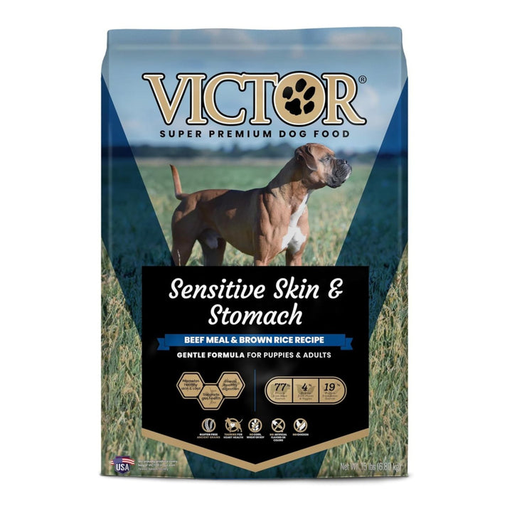 Victor Super Premium Dog Food Sensitive Skin & Stomach Beef & Brown Rice, 1ea/15 lb