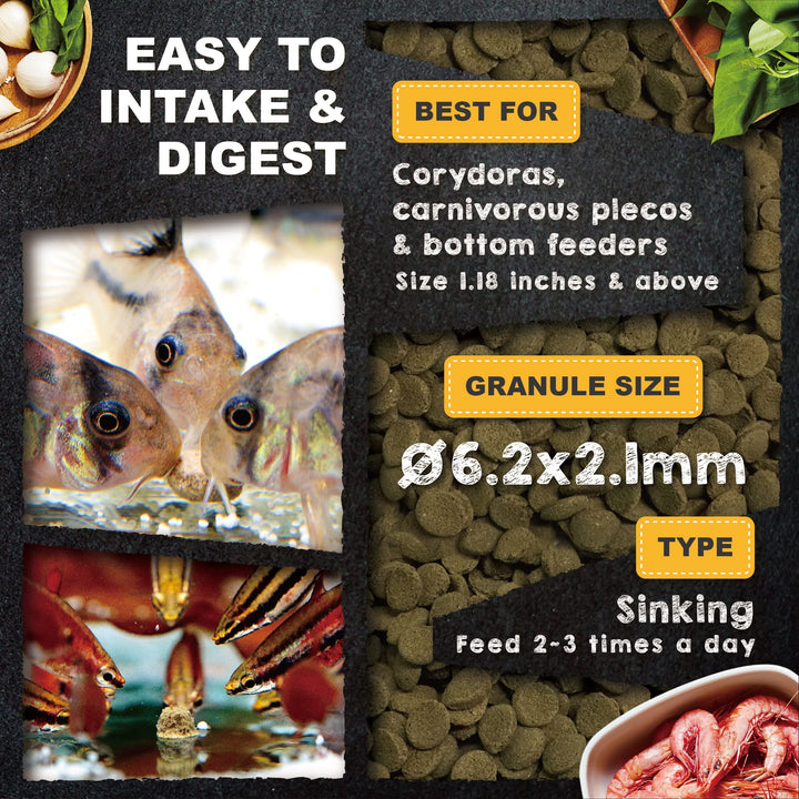 Ultra Fresh Bottom Feeder Fish Food, Sword Prawns, Natural Protein, Balanced Diet, for Catfish, Corydoras, Loaches, Tropical Shrimp Pie 2.05 Ounces (Pack of 2)
