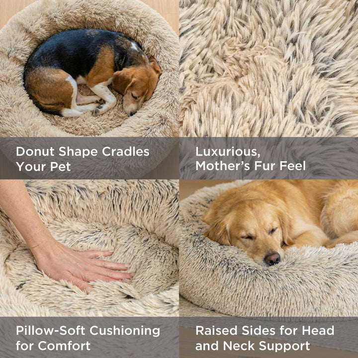Best Friends by Sheri Original Calming Donut Dog Bed, Taupe, Small, 23"