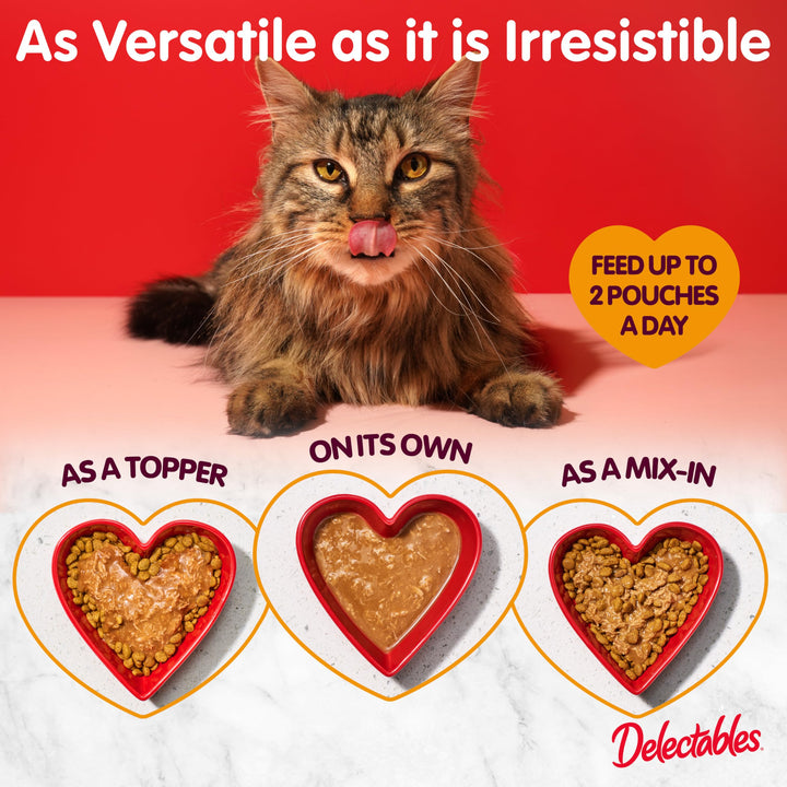 Delectables Lickable Treat Chowder Wet Cat Treat with Real Tuna &amp; Whitefish, Food Topper, Hydrating, Grain-Free, No Fillers, By-Products, Added Preservatives, 1.4oz Pouch, 12ct