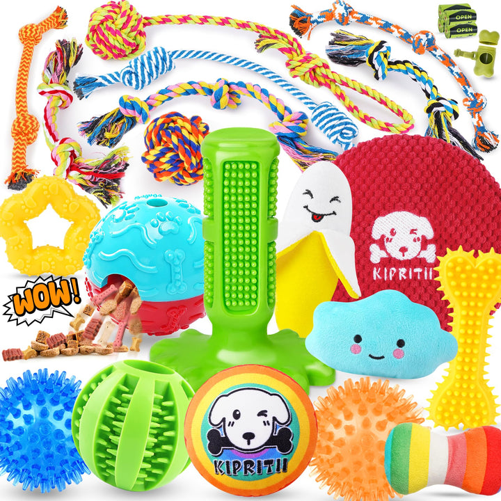 KIPRITII 25 Pack Various Dog/Puppy Toys Set for Small &amp; Medium Dogs