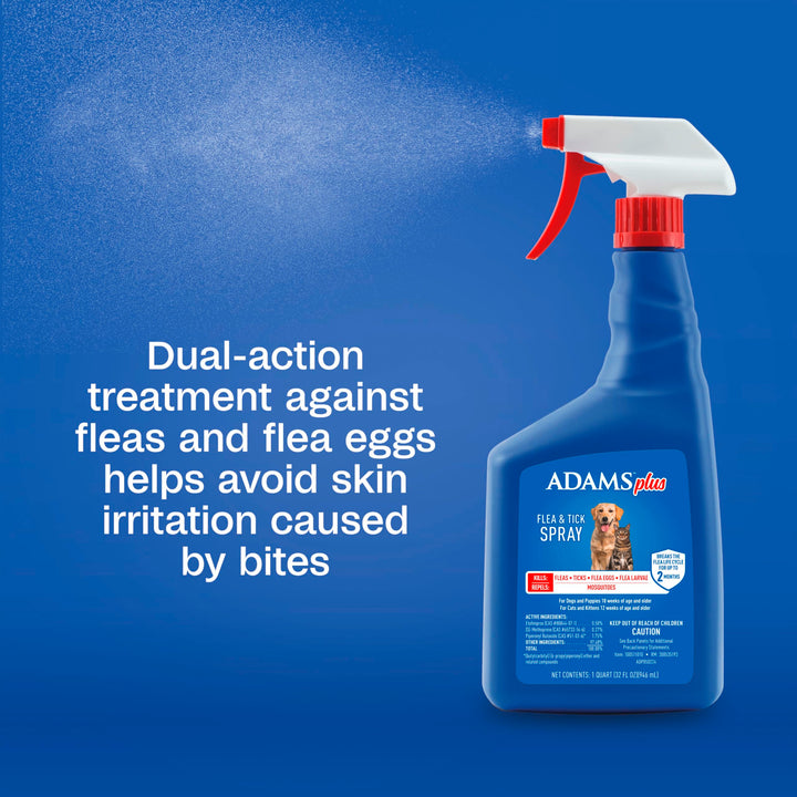 ADAMS Plus Flea &amp; Tick Dog &amp; Cat Spray,Kill &amp; Prevent Flea Infestation,32oz