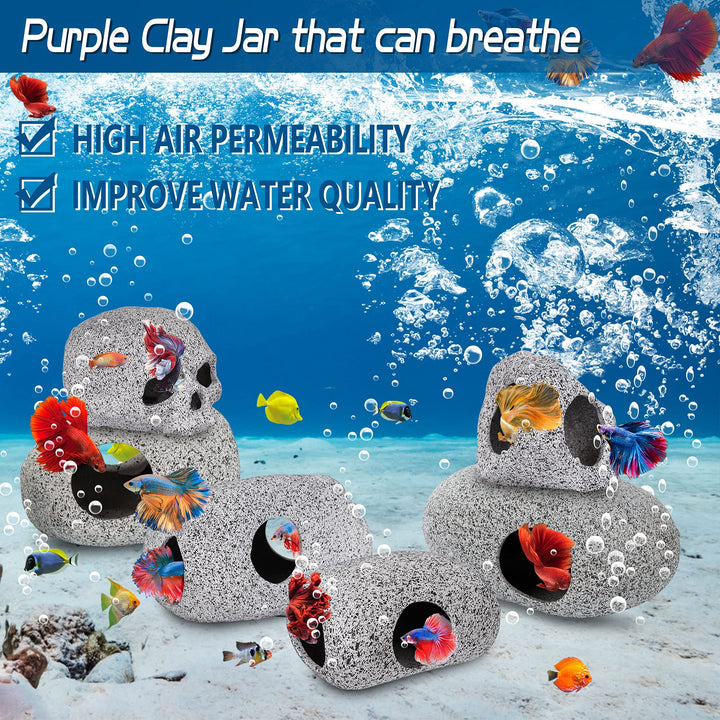 Ameliade Betta Fish Tank Rock Cave Decor Aquarium Accessories, Medium