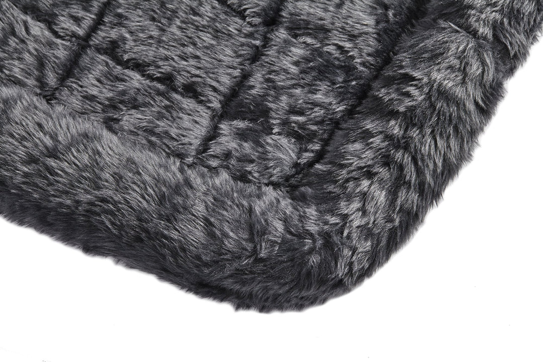 MidWest Homes for Pets QuietTime XXS Dog Bed - Gray Faux Fur Bolster, Ultra-Soft and Machine Washable, Fits 18-Inch Crates and Carriers, for Small Dogs and Cats