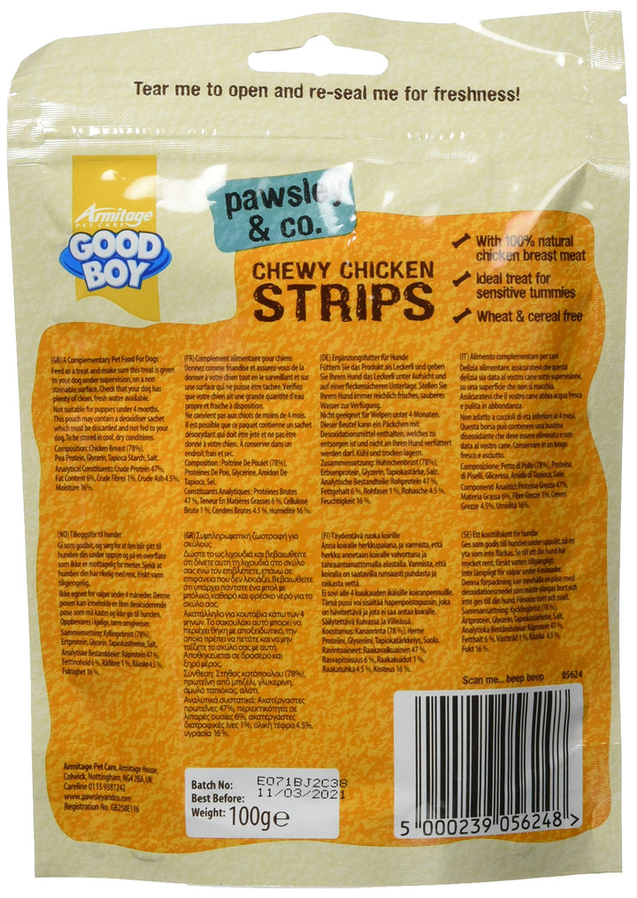 Good Boy Pawsley &amp; Co Chewy Chicken Strips Dog Treats (10 Packs) (10 x 3.5oz) (May Vary)
