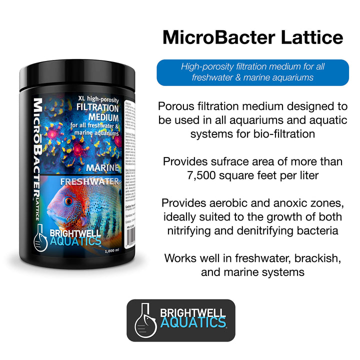 Brightwell Aquatics "MicroBacter Lattice-Nitratz", Nitrate-Reducing Natural Filtration Media for all Aquariums, 250 ml