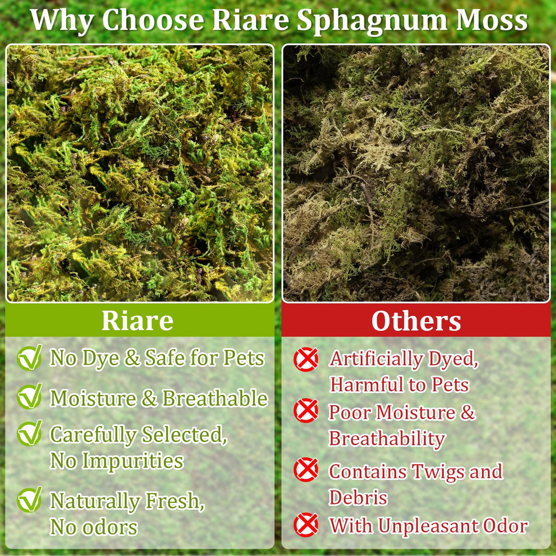 Riare 1.3LB Sphagnum Moss for Reptiles- 30QT Natural Reptile Moss Bedding