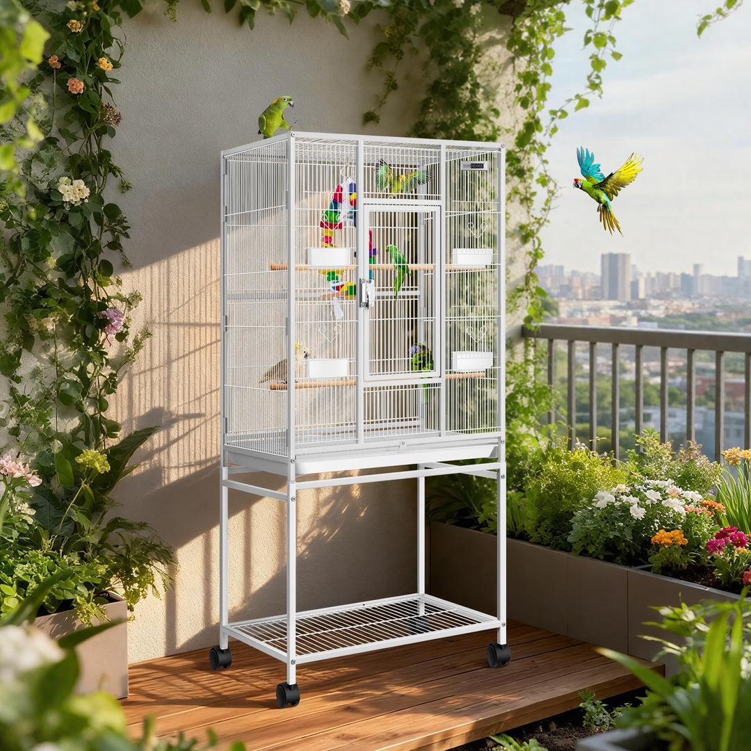 VIVOHOME 54 Inch Wrought Iron Large Bird Cage with Rolling Stand