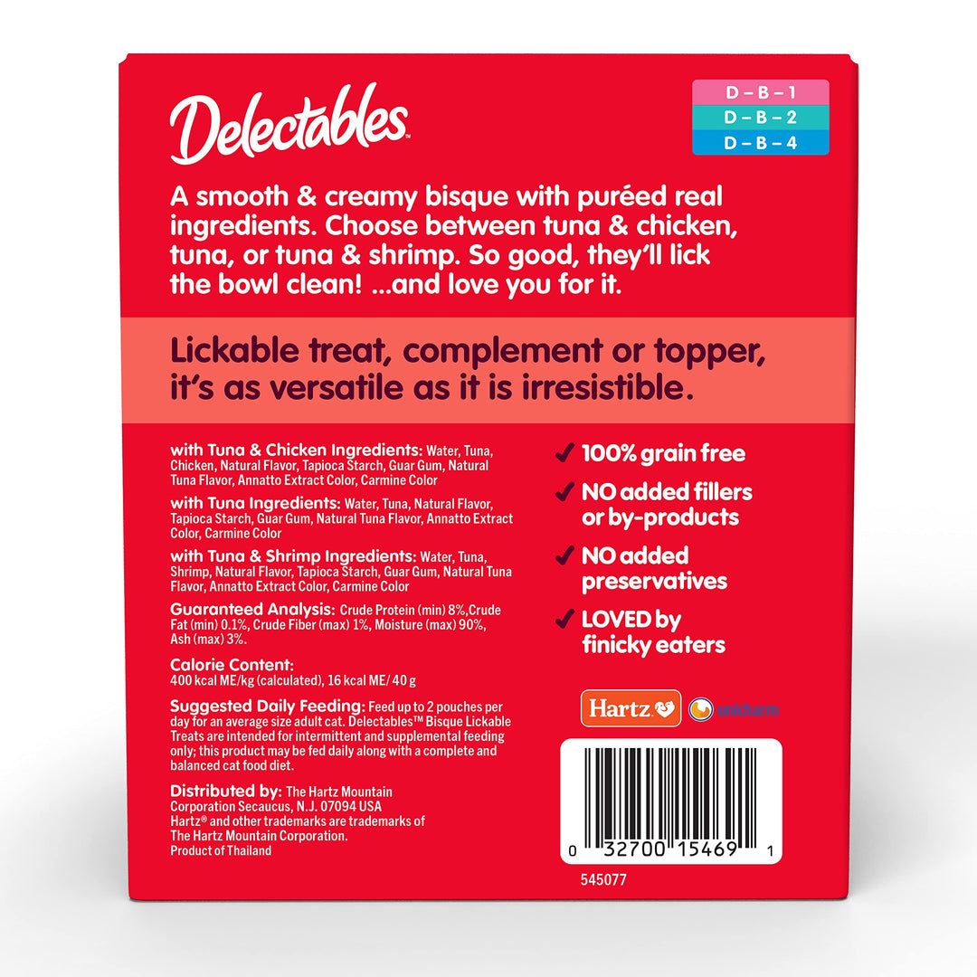 Delectables Bisque Lickable Wet Cat Treats - Chicken, Tuna &amp; Shrimp, 12 count
