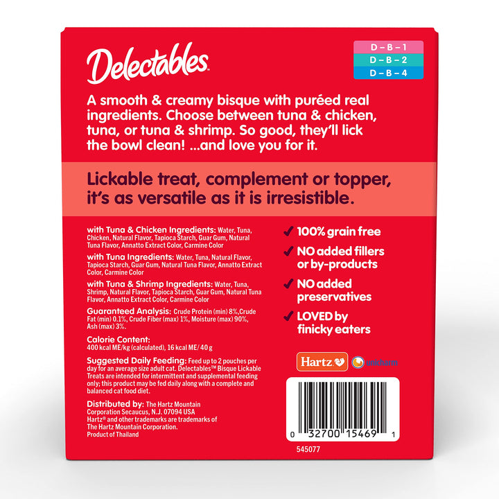 Delectables Bisque Lickable Wet Cat Treats - Chicken, Tuna &amp; Shrimp, 12 count