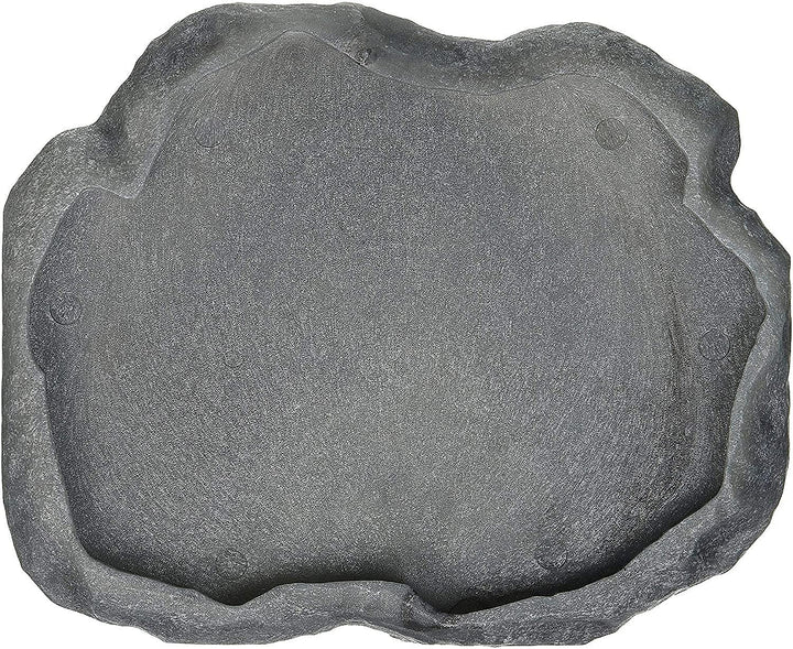 Zoo Med Reptile Rock Food Dish, Medium, 7.25"l x 6"w x 0.75"h, Colors may vary Black