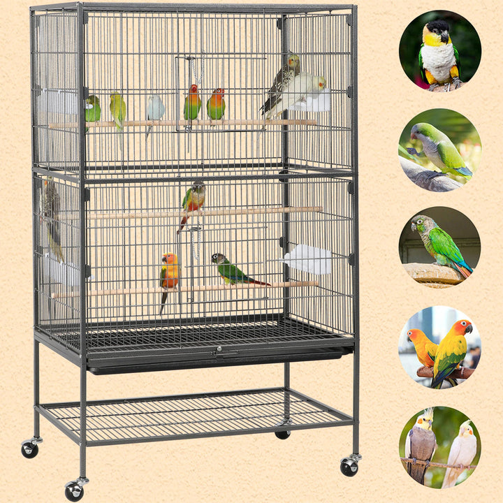 Yaheetech 52" Large Bird Cage for Parakeets, Cockatiels, Conures, Black