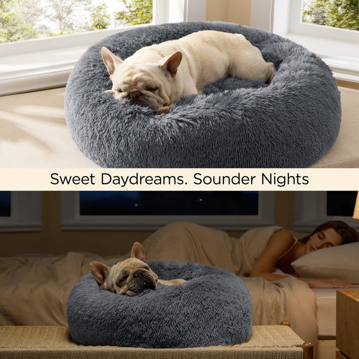 Bedsure Calming Dog Bed Medium Size Dog Donut Washable Pet Bed,30ins