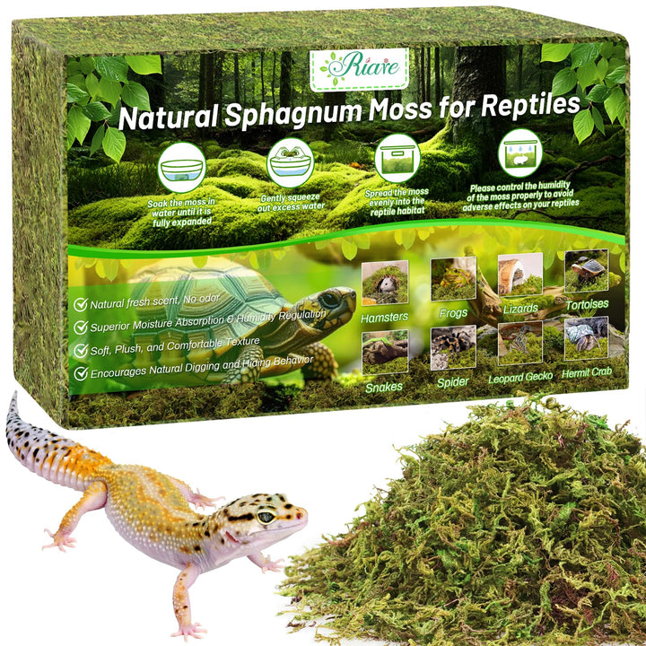 Riare 1.3LB Sphagnum Moss for Reptiles- 30QT Natural Reptile Moss Bedding