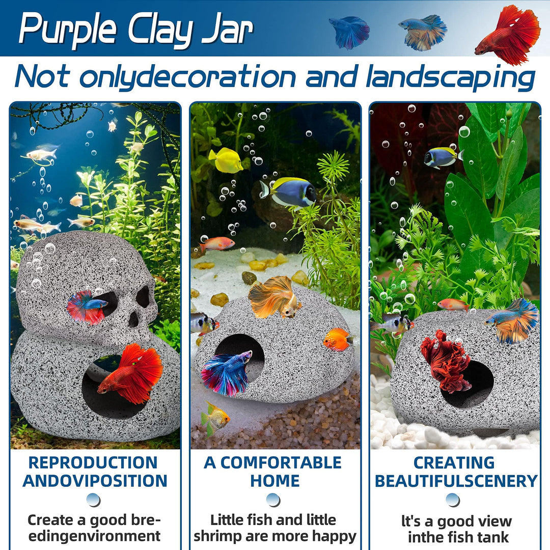 Ameliade Betta Fish Tank Rock Cave Decor Aquarium Accessories, Medium