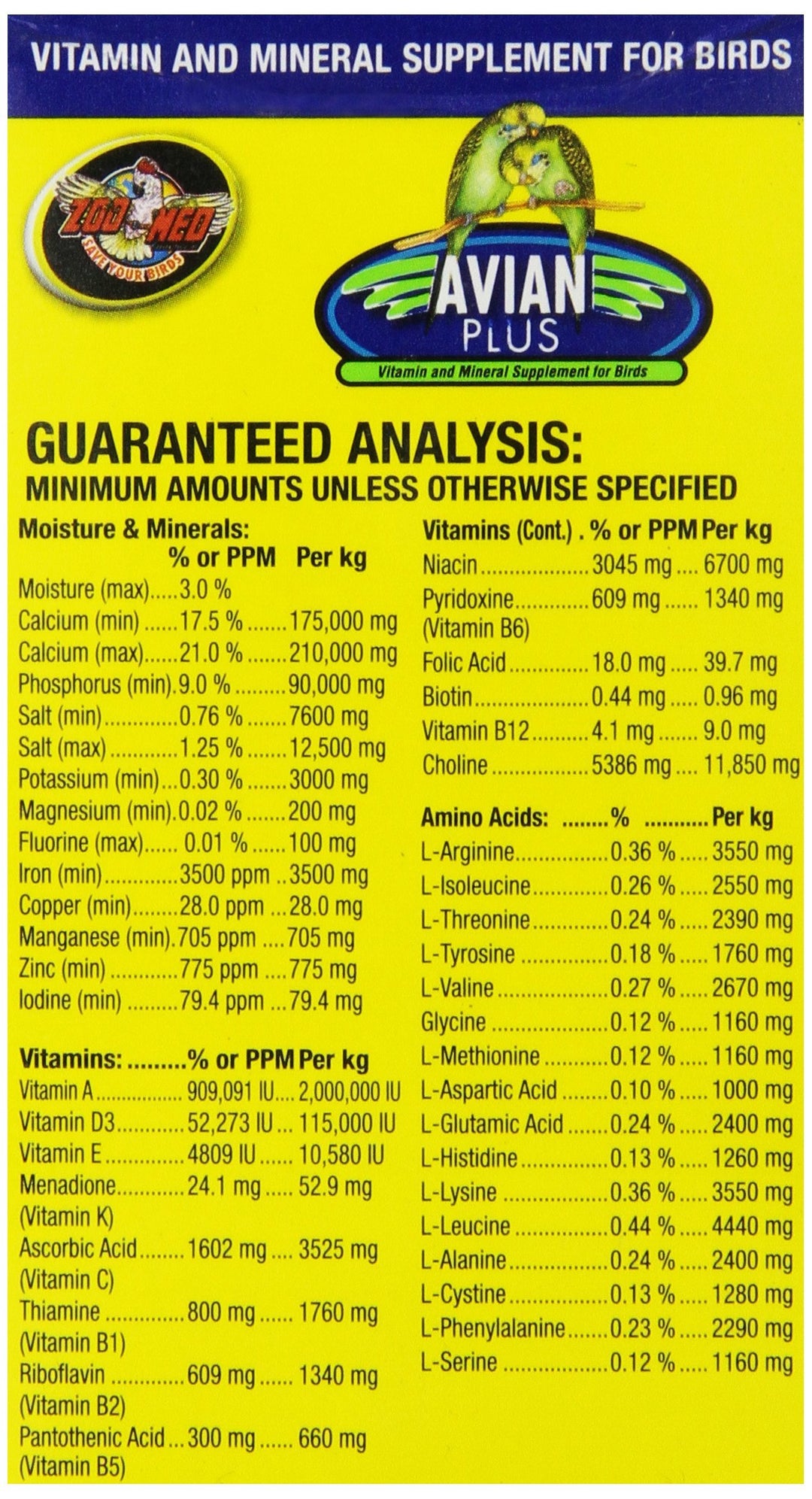 Zoo Med Laboratories Avian Plus Bird Vitamins, 4 oz