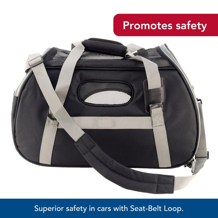 Coastal Pet Bergan Comfort Carrier - Breathable Travel Carrier for Dogs &amp; Cats - Black &amp; Grey, 19" x 10" x 13"