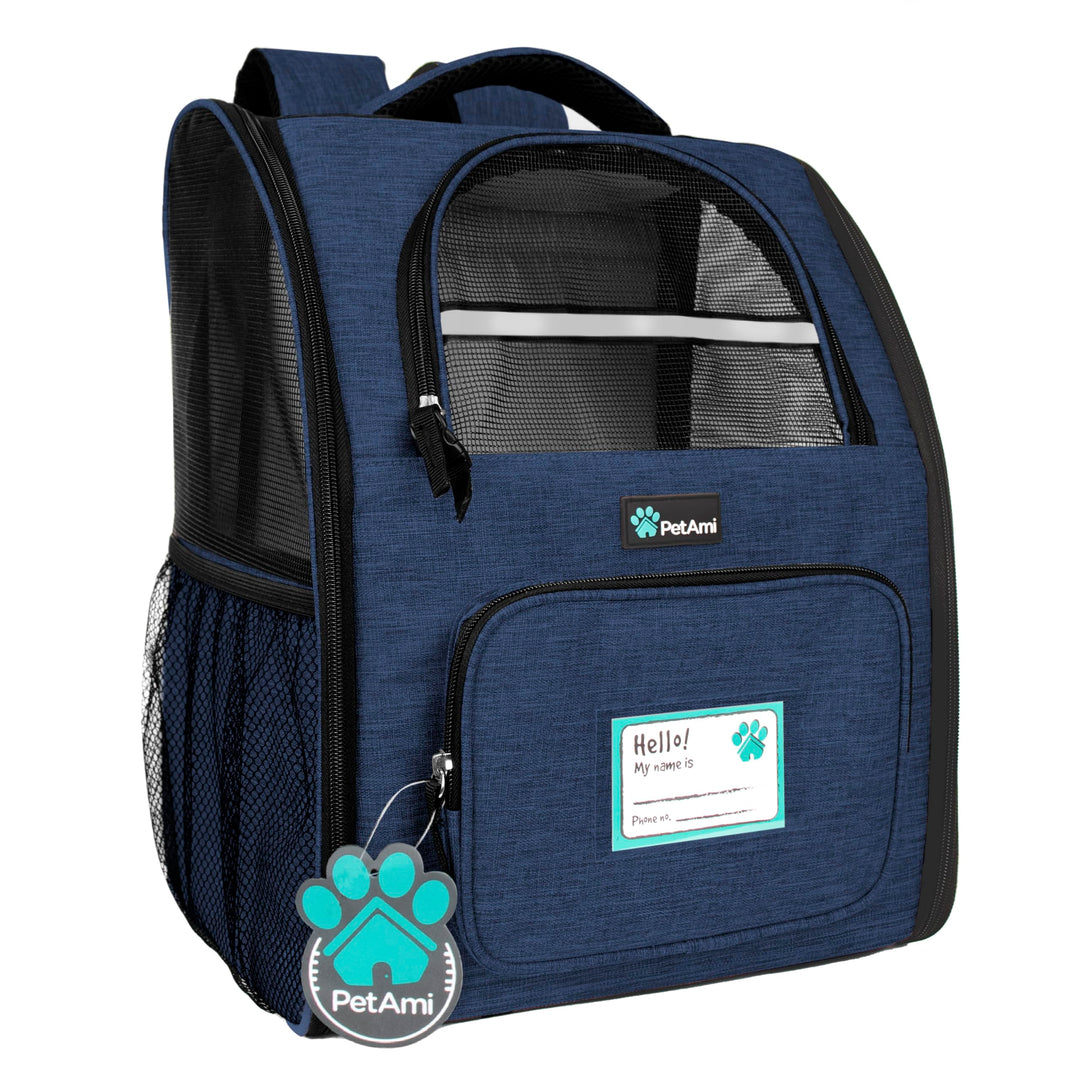 PetAmi Dog Backpack Carrier Airline Approved Cat Pet Puppy Bag, Navy