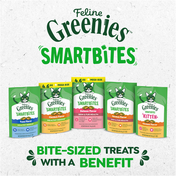 Greenies Feline Smartbites Skin &amp; Fur Health Cat Treats, Chicken, 2.1 oz