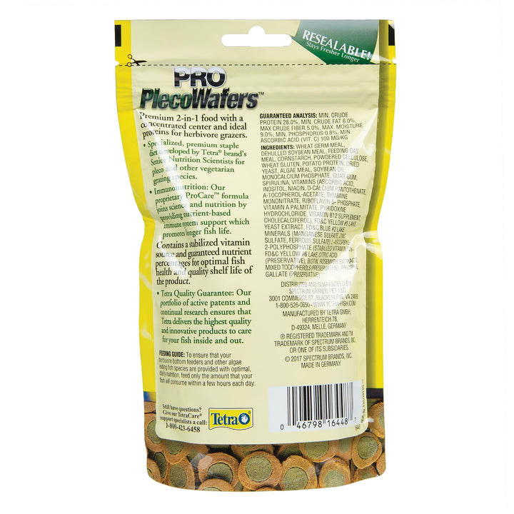 Tetra PRO PlecoWafers, Nutritionally Balanced Vegetarian Fish Food for Bottom Feeders, Concentrated Algae Center5.29 Ounces (Pack of 2)
