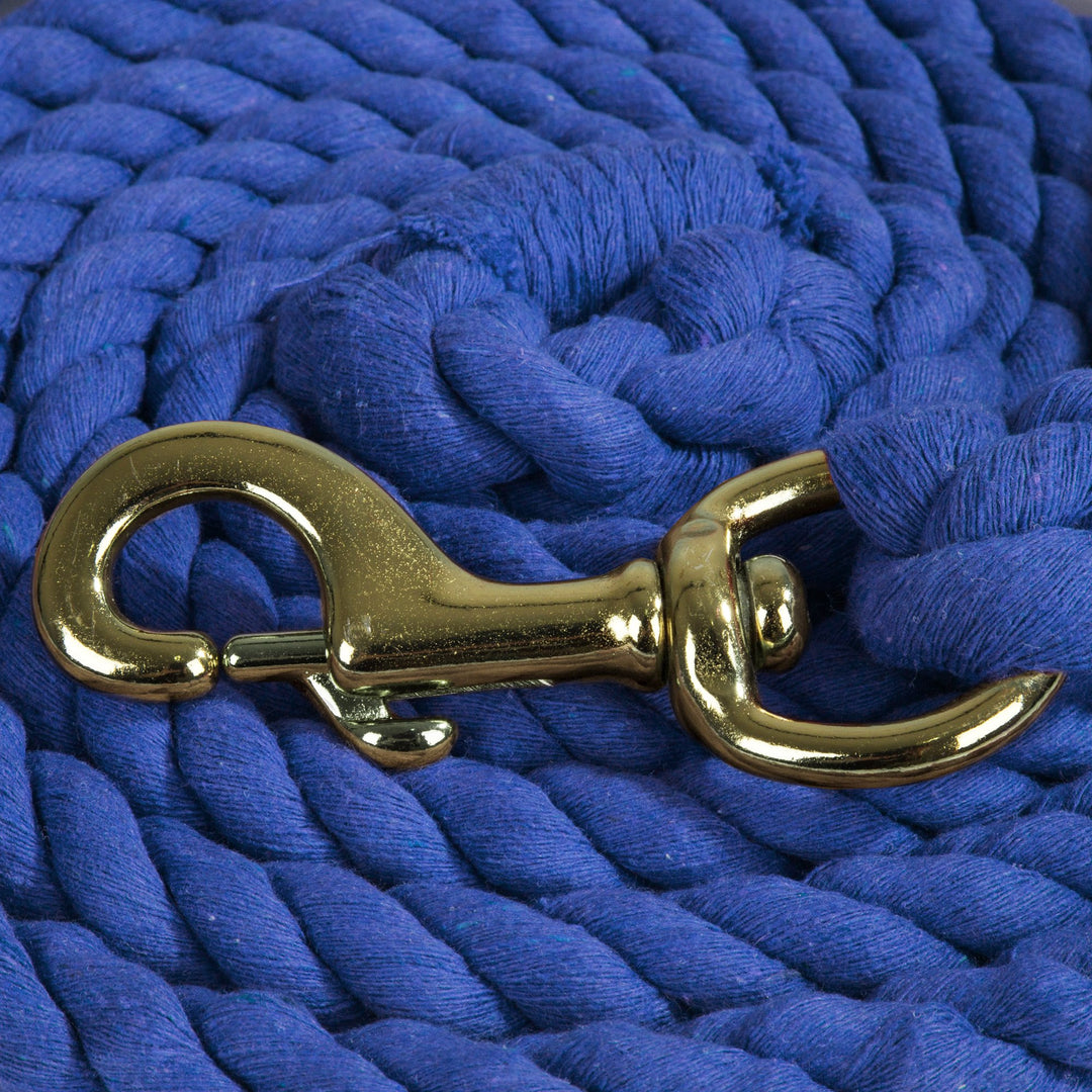 Intrepid International Horse Tack - Heavy Duty Cotton Rope Lead Ropes for Horses, with Durable Brass Trigger Snap, Attaches to Halter or Harness, Soft and Comfortable Grip - Royal Blue, 10 Feet