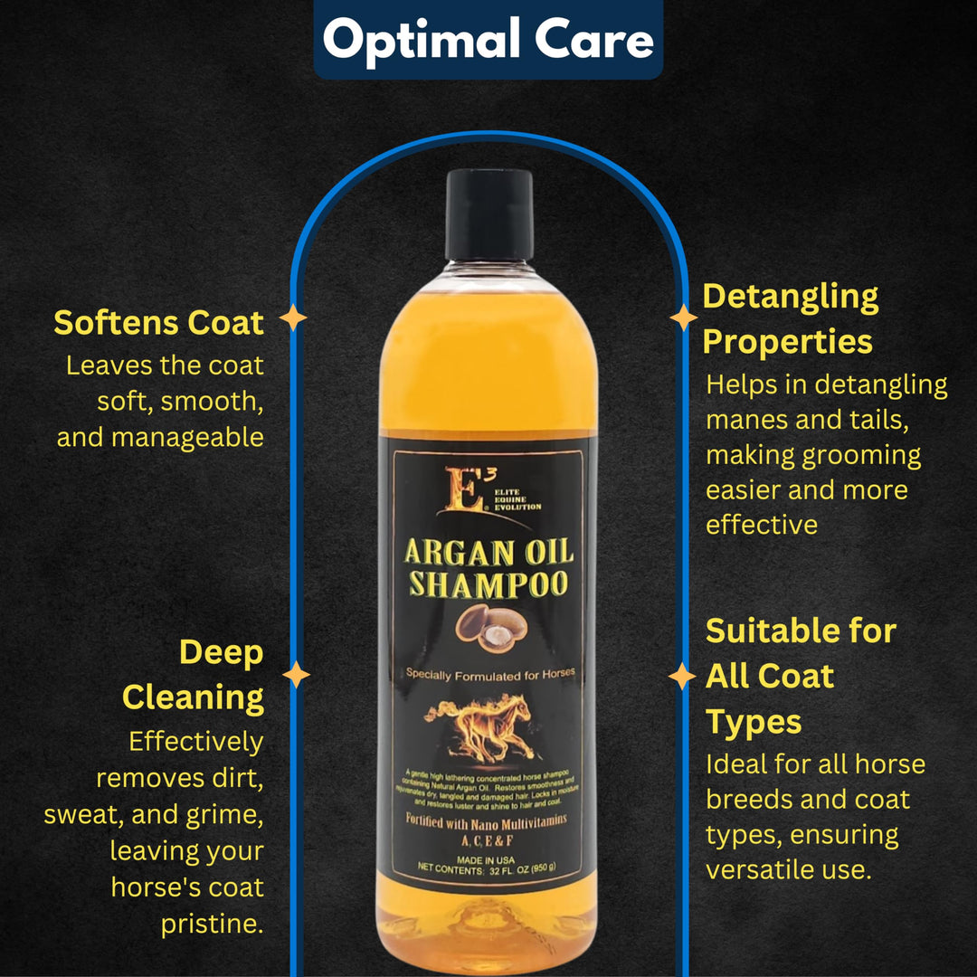 E3 Argan Oil Shampoo - Luxurious Pet Grooming Solution for Nourished &amp; Rejuvenated Coat - Enriched with Hydrating Argan Oil for Lustrous Shine - Ideal for Horses - Deep Conditioning, Brown